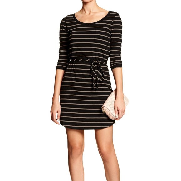 NWOT! Banana Republic Stripe Scoop Neck Belted Pocket T-Shirt Dress - M - Picture 1 of 9